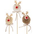 Floristik24 Dekorativa renfigurer med pompoms och julpinnar 24 cm 12 st