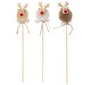 Dekorativa renfigurer med pompoms och julpinnar 24 cm 12 st | Floristik24.se