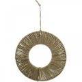 Floristik24 Ringklädd, sommardekoration, dekorativ ring att hänga upp, naturfärger i bohostil, silver Ø29,5 cm