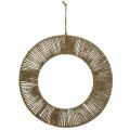 Floristik24 Dekorativ ring för upphängning, väggdekoration, sommardekoration, ringklädd naturlig färg, silver Ø39,5cm