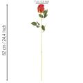 Konstgjord ros med lång stjälk, röd konstgjord blomma, 62 cm, 12 stycken | Floristik24.se