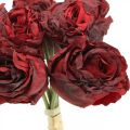 Floristik24 Konstgjorda rosor röda, sidenblommor, klase rosor L23cm 8st