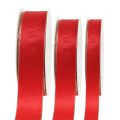 Floristik24 Satinband rött med guldkant 40m