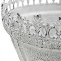 Floristik24 Dekorativ trofé metall dekorativ skål vit med kronkant H15cm