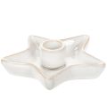 Floristik24 Keramisk stjärnljushållare, vit, för koniska ljus, 12 cm, 2 stycken