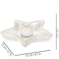Keramisk stjärnljushållare, vit, för koniska ljus, 12 cm, 2 stycken | Floristik24.se