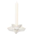 Keramisk stjärnljushållare, vit, för koniska ljus, 12 cm, 2 stycken | Floristik24.se