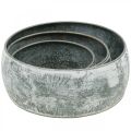 Dekorativ skål med metallfattning rund grå Ø22/18,5/14,5 cm