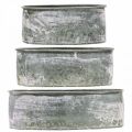 Dekorativ skål metallsockel skål oval grå L22,5/19,5/16cm set om 3