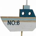 Floristik24 Deco pluggar skepp trä vit blå natur 8cm H37cm 24p
