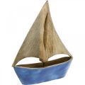 Floristik24 Deco segelbåt trä mango, träskepp blå H27,5cm