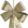 Floristik24 Rosett att hänga, julgransdekorationer, gyllene metalldekoration, antik look H23cm B16cm