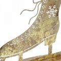 Floristik24 Metallskridsko, vinterdekoration, dekorativ skridsko, julguld antik look H22,5cm