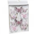 Floristik24 Deco fjärilar med klämma, fjäderfjärilar rosa 4,5-8cm 10p