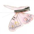 Deco fjärilar med klämma, fjäderfjärilar rosa 4,5-8cm 10p