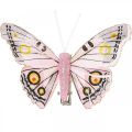 Deco fjärilar med klämma, fjäderfjärilar rosa 4,5-8cm 10p
