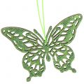 Floristik24 Dekorativ hängande fjärilsgrön glitter 8cm 12st