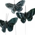 Floristik24 Fjäderfjärilar svartvita, fjärilar på tråd, konstgjorda nattfjärilar 5,5×9cm 12st