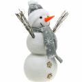 Floristik24 Snögubbe med halsduk och hatt vit, grå dekorationsfigur vinterdekoration
