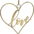 Floristik24 Bokstäver Love heart deco metall guld att hänga upp 27cm