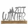 Floristik24 &quot;Winter time&quot; bordsdekoration, metall, mangoträ, silver 33 × 22cm