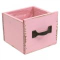 Floristik24 Dekorativ låda för plantering av rosa trä shabby chic 12,5×12,5×10cm
