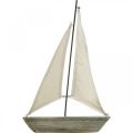 Floristik24 Segelbåt, båt av trä, maritim dekoration shabby chic naturliga färger, vit H37cm L24cm