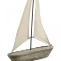 Floristik24 Segelbåt, båt av trä, maritim dekoration shabby chic naturliga färger, vit H37cm L24cm