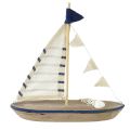 Floristik24 Dekorativt fartyg trä segelbåt vintage med skal H22cm 2st