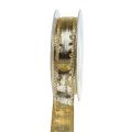 Floristik24 Band med trådkant guld 25mm 25m