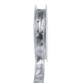 Floristik24 Dekorband silver med trådkant 15mm 25m
