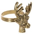 Floristik24 Metallservettring med hjorthuvud i guldlook, 6 cm, 4 stycken