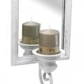 Floristik24 Spegel Antik Effekt med Ljusstake Vit Metall Shabby H50cm