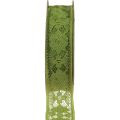 Floristik24 Spetsband grönt 25mm blommönster dekorativt band spets 15m