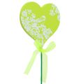 Floristik24 Plugg hjärta rosa, grön 8,5cm x 7,5cm 12st