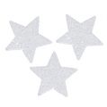 Floristik24 Stjärnor vit 6,5 cm med glimmer 36st