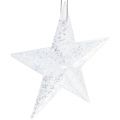 Floristik24 Stjärna för att hänga klart med glimmer 9,5 cm 12st
