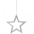 Floristik24 Dekorativ stjärna för att hänga silverdörr i aluminium Ø28cm