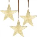 Floristik24 Stjärnor att hänga, metalldekorationer, julgransdekorationer gyllene 9,5 × 9,5cm 3st