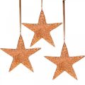 Floristik24 Dekorativ stjärna att hänga, adventsdekoration, metallhängen kopparfärgade 12 × 13cm 3st