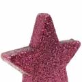 Floristik24 Spridd glitterstjärna 6,5 cm rosa 36 st