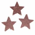 Floristik24 Stjärna med glitter strö dekoration 6,5 cm rosa 36st