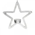 Floristik24 Dekorativ stjärna för att hänga värmeljushållare metall silver 20cm