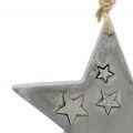 Floristik24 Julstjärnor att hänga från betong grå-silver 11,5 cm 3st