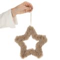 Hängande dekorativ stjärna av fuskpäls, 21 cm, 4 stycken | Floristik24.se