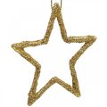 Floristik24 Juldekoration stjärnhänge gyllene glitter 7,5cm 40p