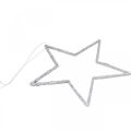 Floristik24 Juldekoration stjärnhäng silver glitter 17,5cm 9st