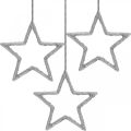 Floristik24 Juldekoration stjärnhänge silver glitter 7,5cm 40p