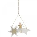 Floristik24 Ängel på stjärna, juldekoration att hänga, adventsvit, gyllene H13cm B21,5cm 2st