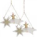 Floristik24 Ängel på stjärna, juldekoration att hänga, adventsvit, gyllene H13cm B21,5cm 2st